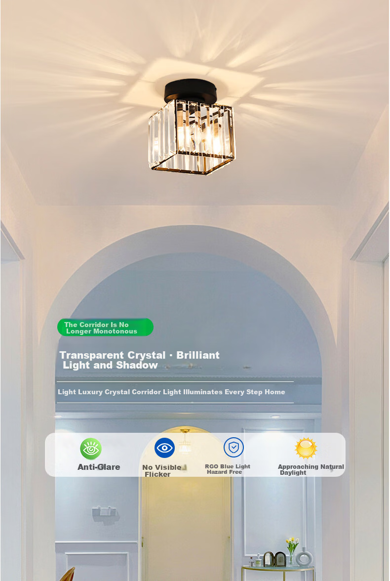 Dengling Luxury Crystal Corridor Light Simple Modern Hallway Light Entrance Round Small Light Nordic LED Ceiling Light Balcony Light 1