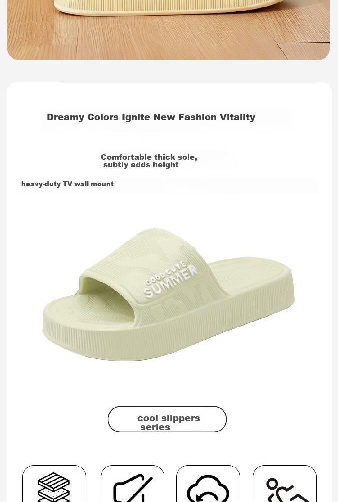 Huamei Comfortable Walking Slippers Unisex Home Shower Non-Slip Bathroom Indoor Outdoor Couple Sandals HM633 Yellow Size 36-37 2