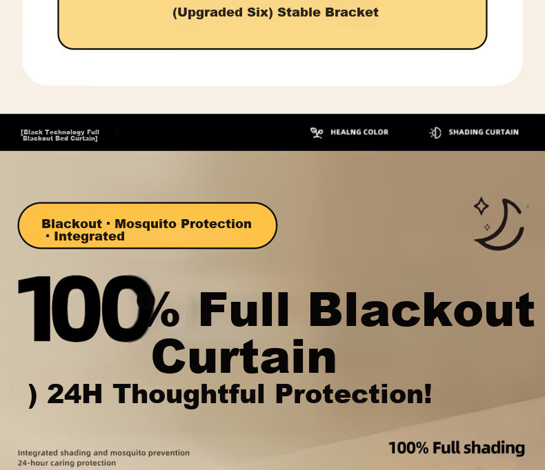 YANYANGTIAN Student Dormitory 100% Blackout Integrated Bed Curtain Mosquito Net for 0.9m Bed [Suitable for Bunk Beds] 6