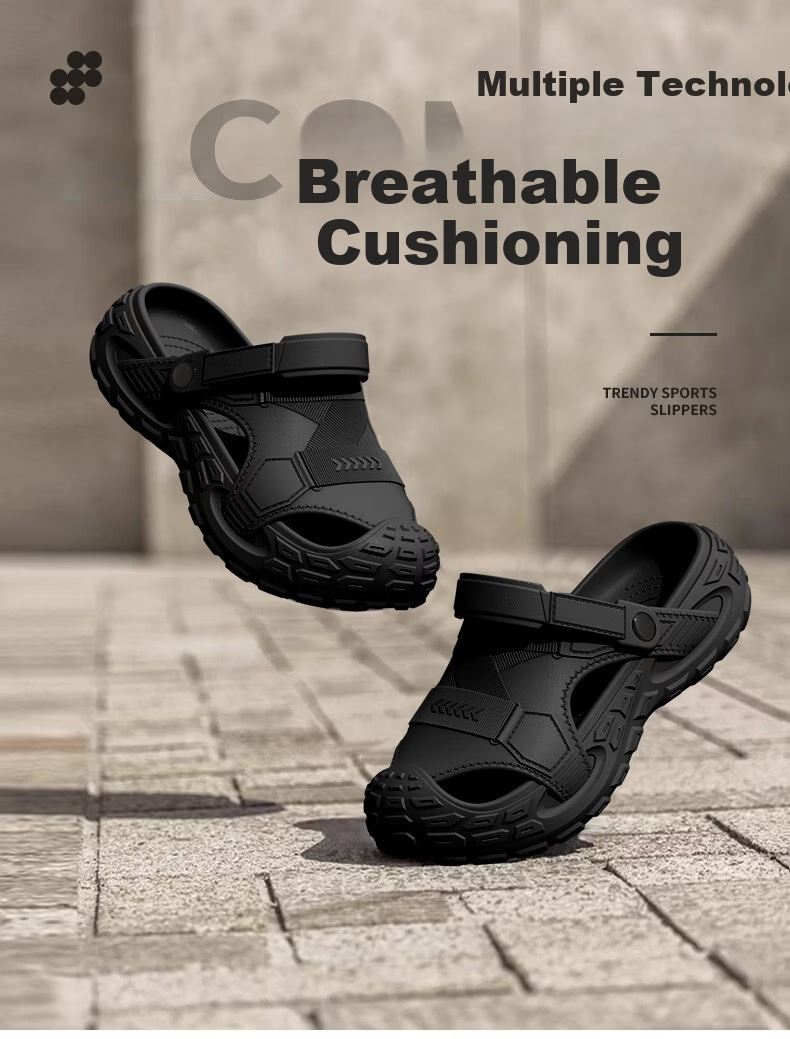 CARTELO Outdoor Non-Slip Thick Sole Clog Summer Men's Sports Casual Closed-Toe Slippers New RZ04 Black Size 44-45 1