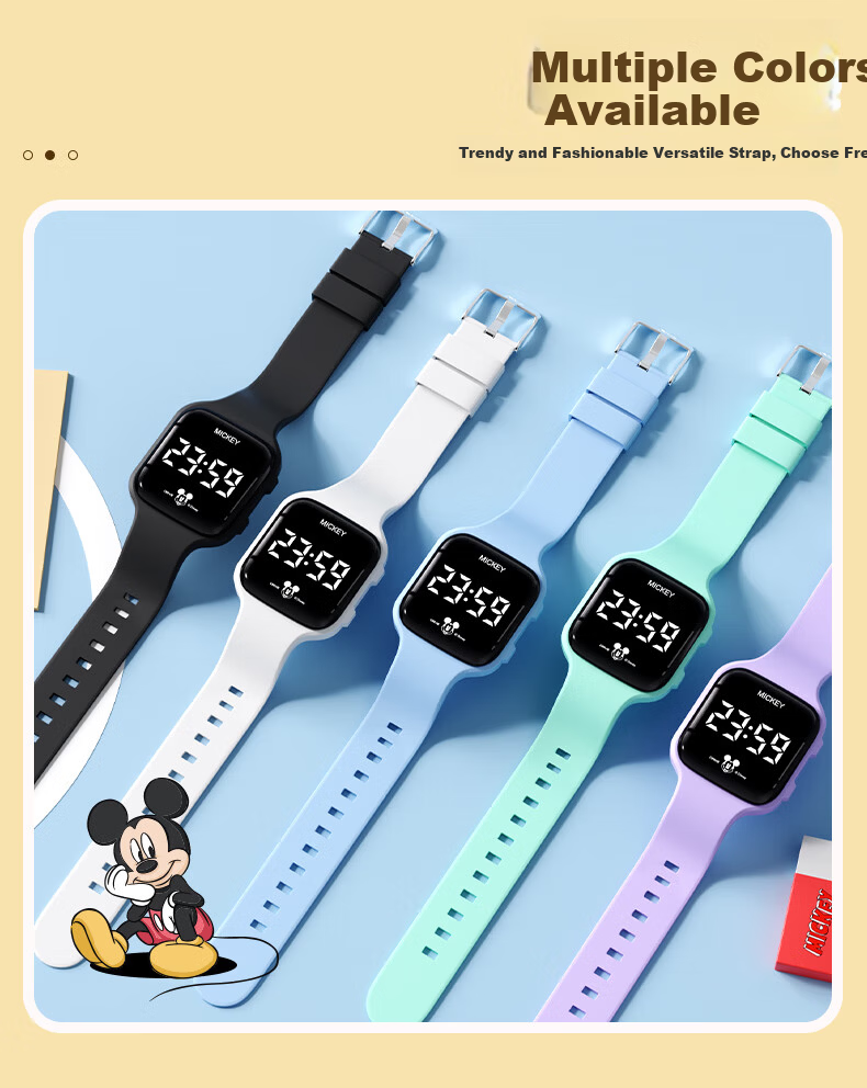 Disney Mickey Kids Sports Watch Student Luminous Waterproof Silent Vibration Alarm Clock Electronic Watch for Boys and Girls Middle and High School 10