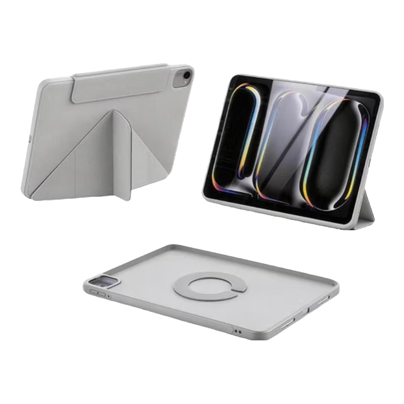 JD Jingzao iPad 10/11 Case for 2022/2025/2026 iPad 12th/11th Gen 10.9-inch Four-Side Foldable Protective Cover Gray