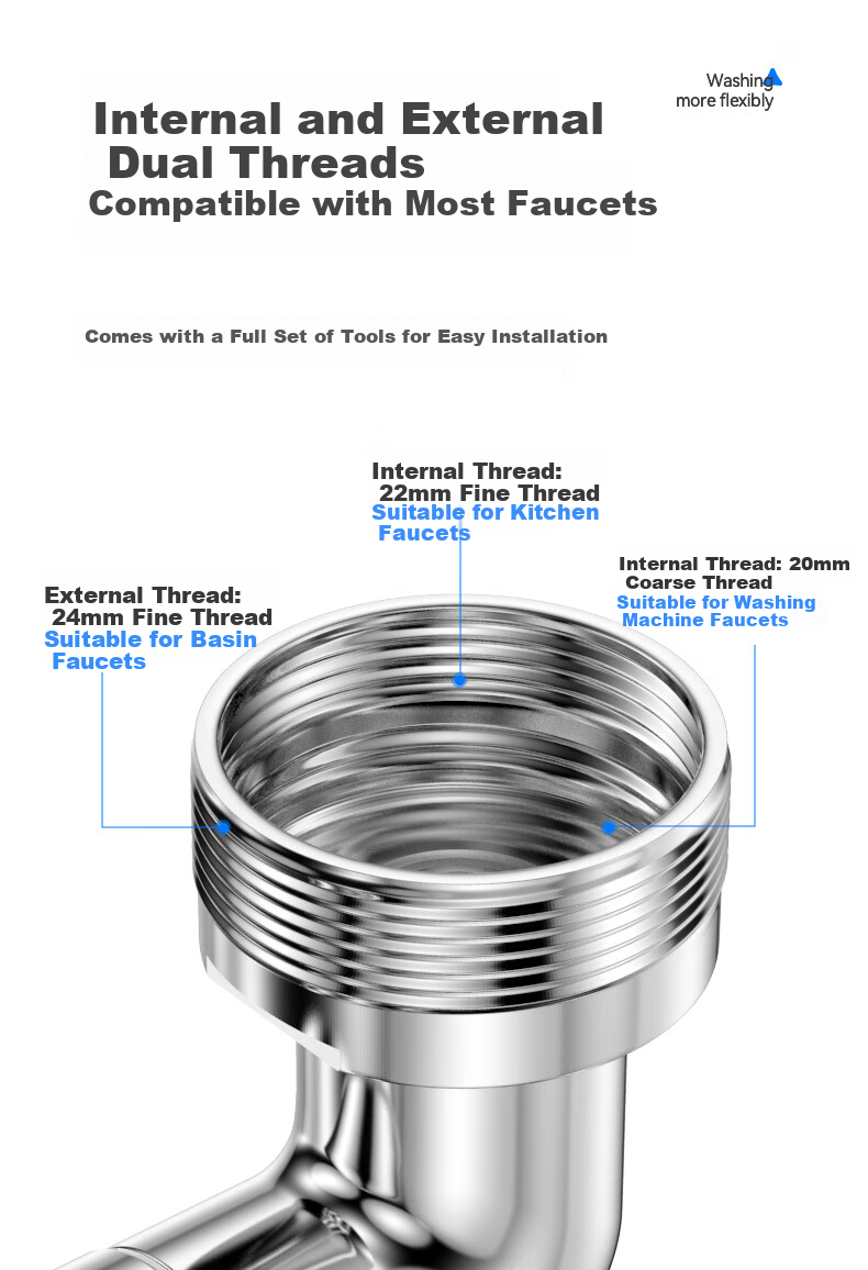 ARROW Mechanical Arm Faucet Aerator Universal Rotation Four Water Outlet Modes Extender Splash-Proof Head AE59130CP 10