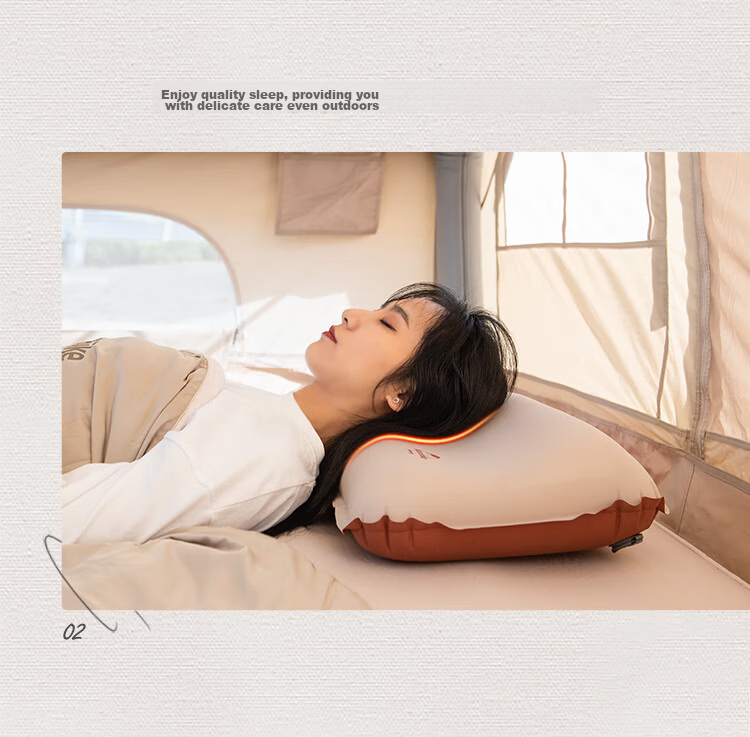 Naturehike Silent 3D Memory Foam Self-Inflating Pillow Outdoor Camping Portable Travel Pillow Apricot Yellow 3