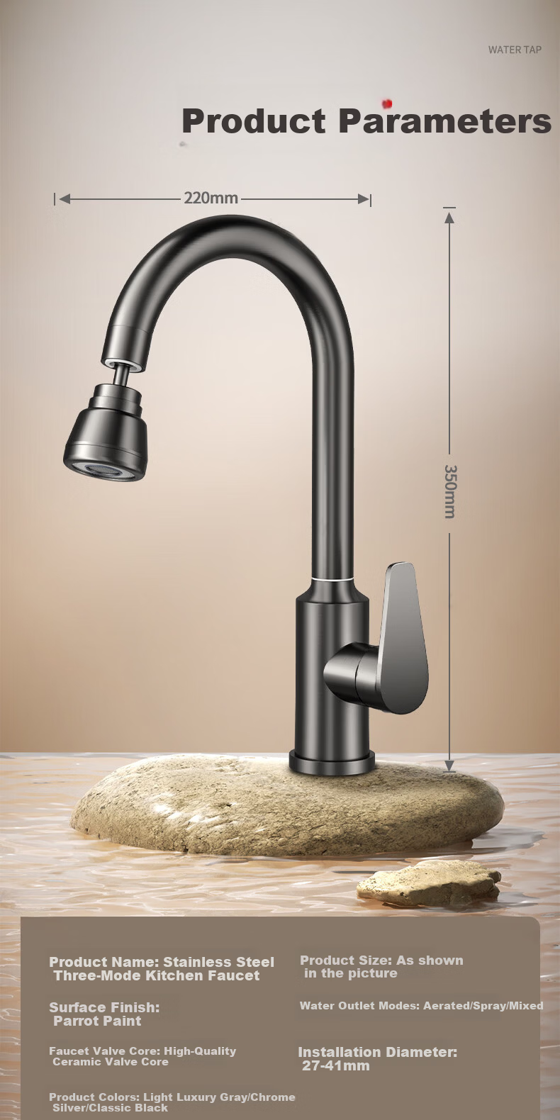 Baihan Kitchen Faucet Hot and Cold Household Sink Faucet for Washing Vegetables and Dishes 18