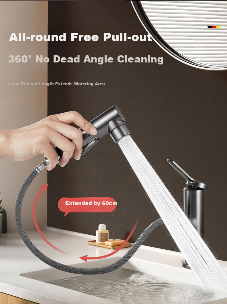 IVORPO German Basin Faucet Pull-Out Hot and Cold Bathroom Sink Tap 9