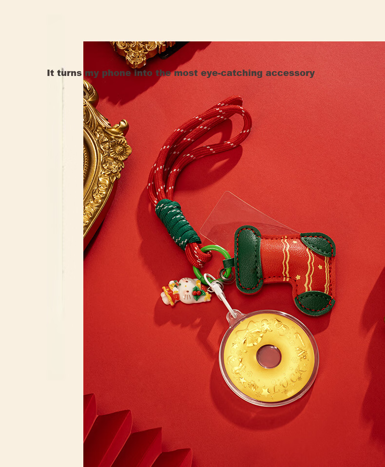 Shuibei Jewelry Christmas Wreath Phone Pendant Gold-Plated New Year Gift Gold-Plated Pendant 5