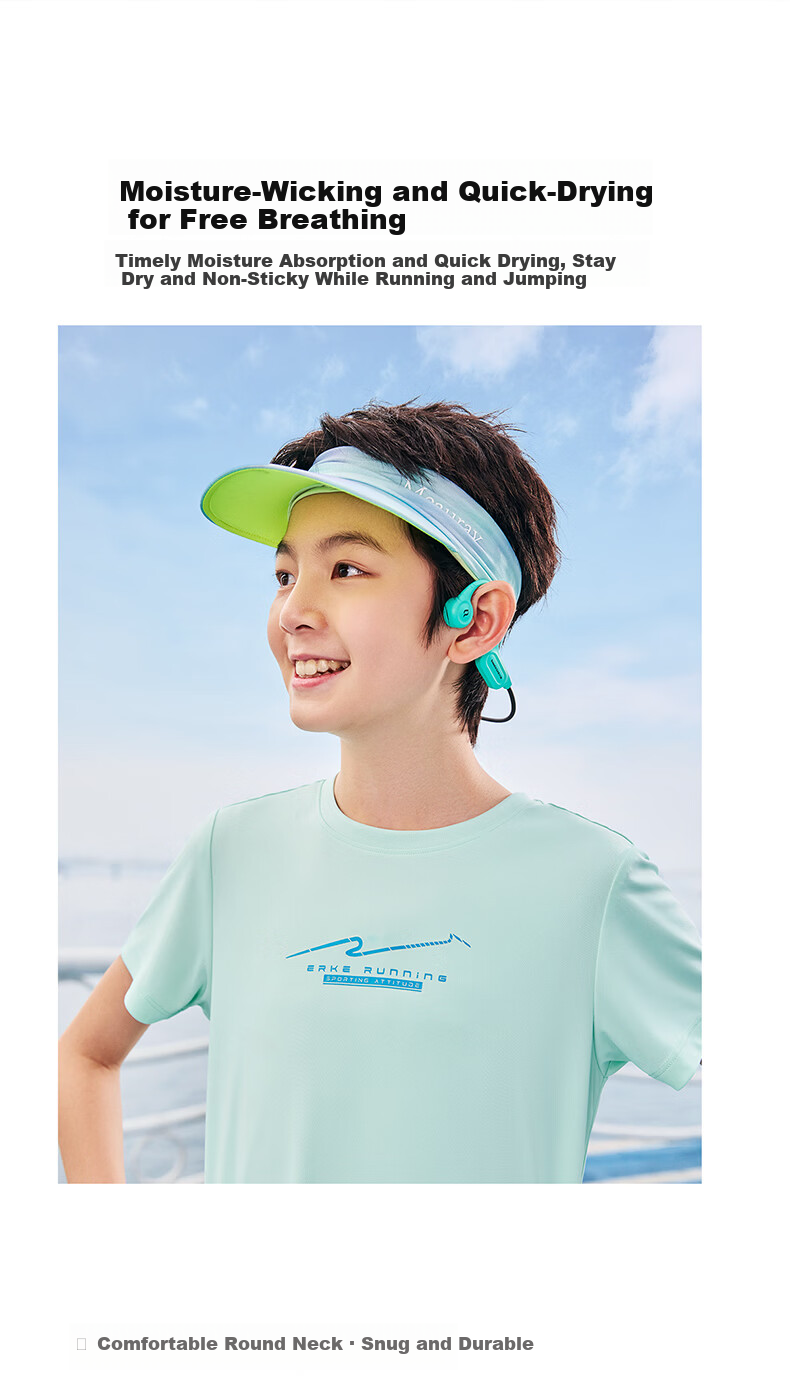 ERKE Kids Girls Summer Quick-Dry Sports Set Children's UV50+ Sun Protection Short Sleeve Set Blush Pink 160 13
