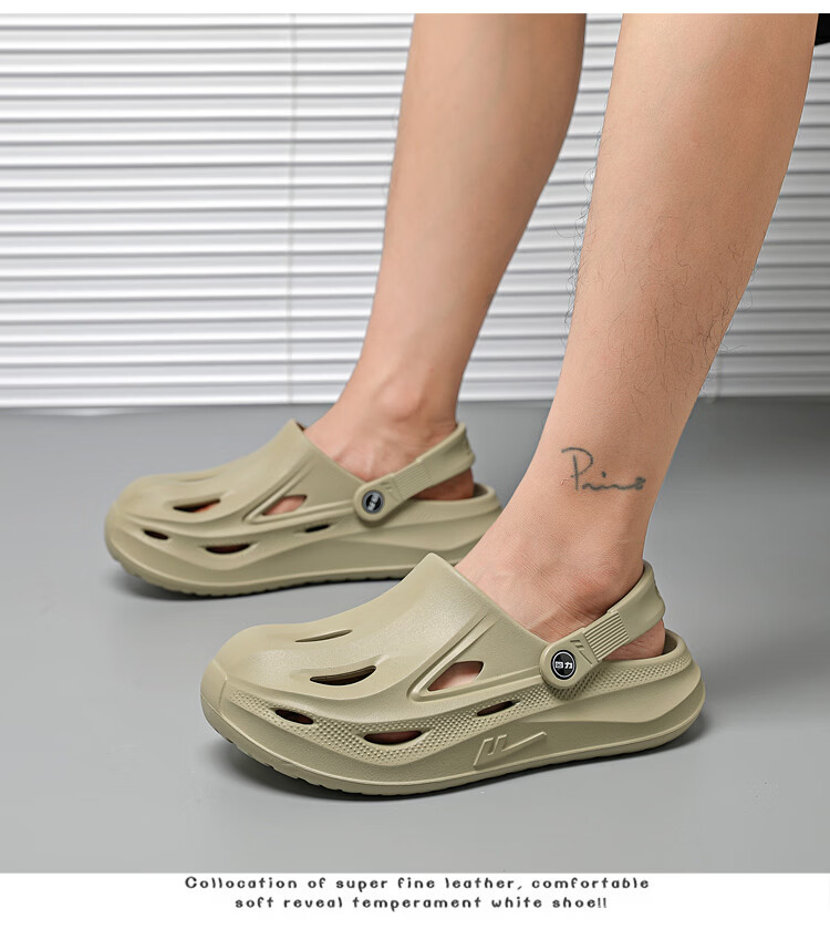 Warrior Men's Summer Breathable Sandals Closed-Toe Beach Slippers SDJ-0752 Gray-Green Size 42 9