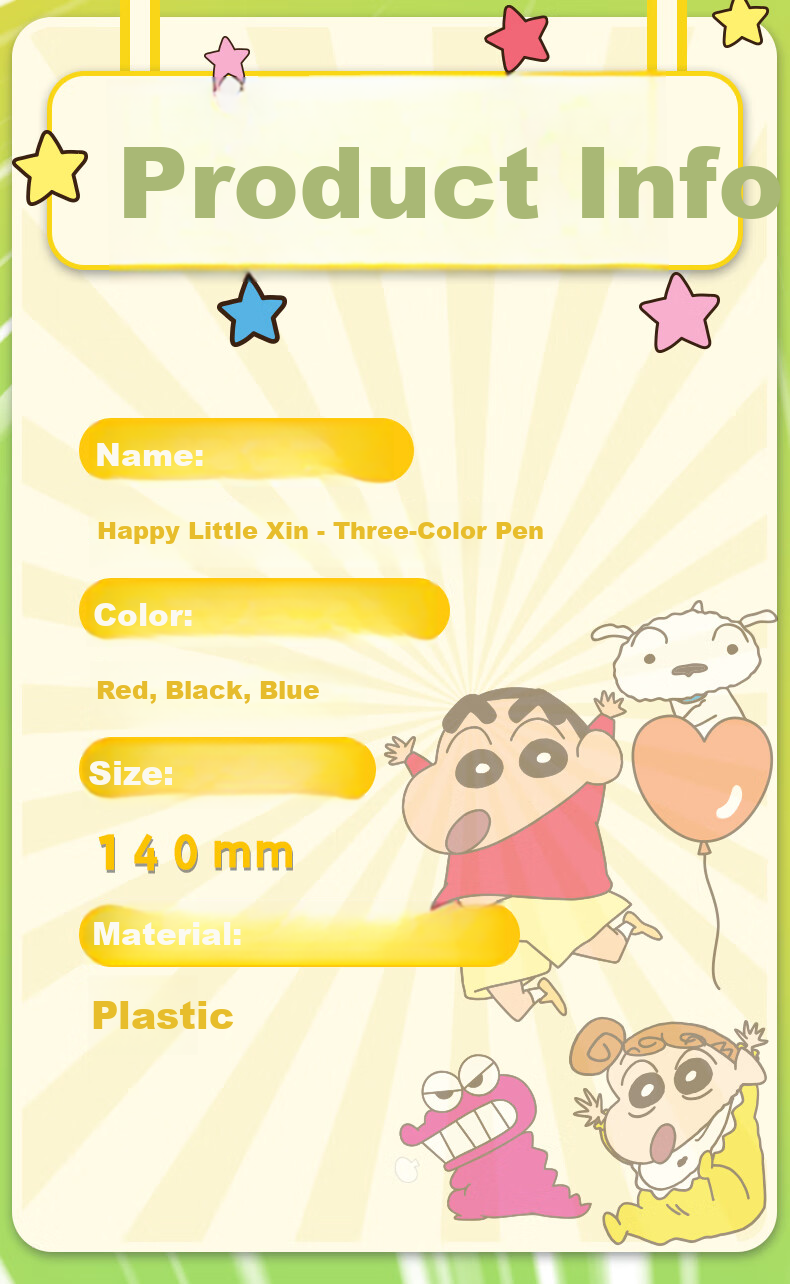Joytop Crayon Shin-chan Limited Edition 3-Color 0.5mm Quick-Dry Retractable Gel Pen Student Stationery Signature Pen 4