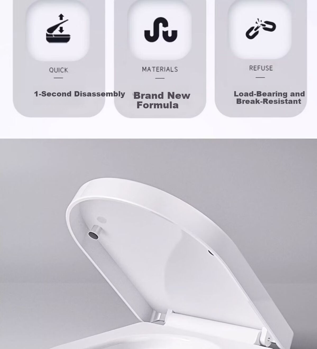 Taoshi V-Shaped Universal Toilet Seat Cover Double Slow-Closing Extra Thick Household Old-Style Toilet Lid 4