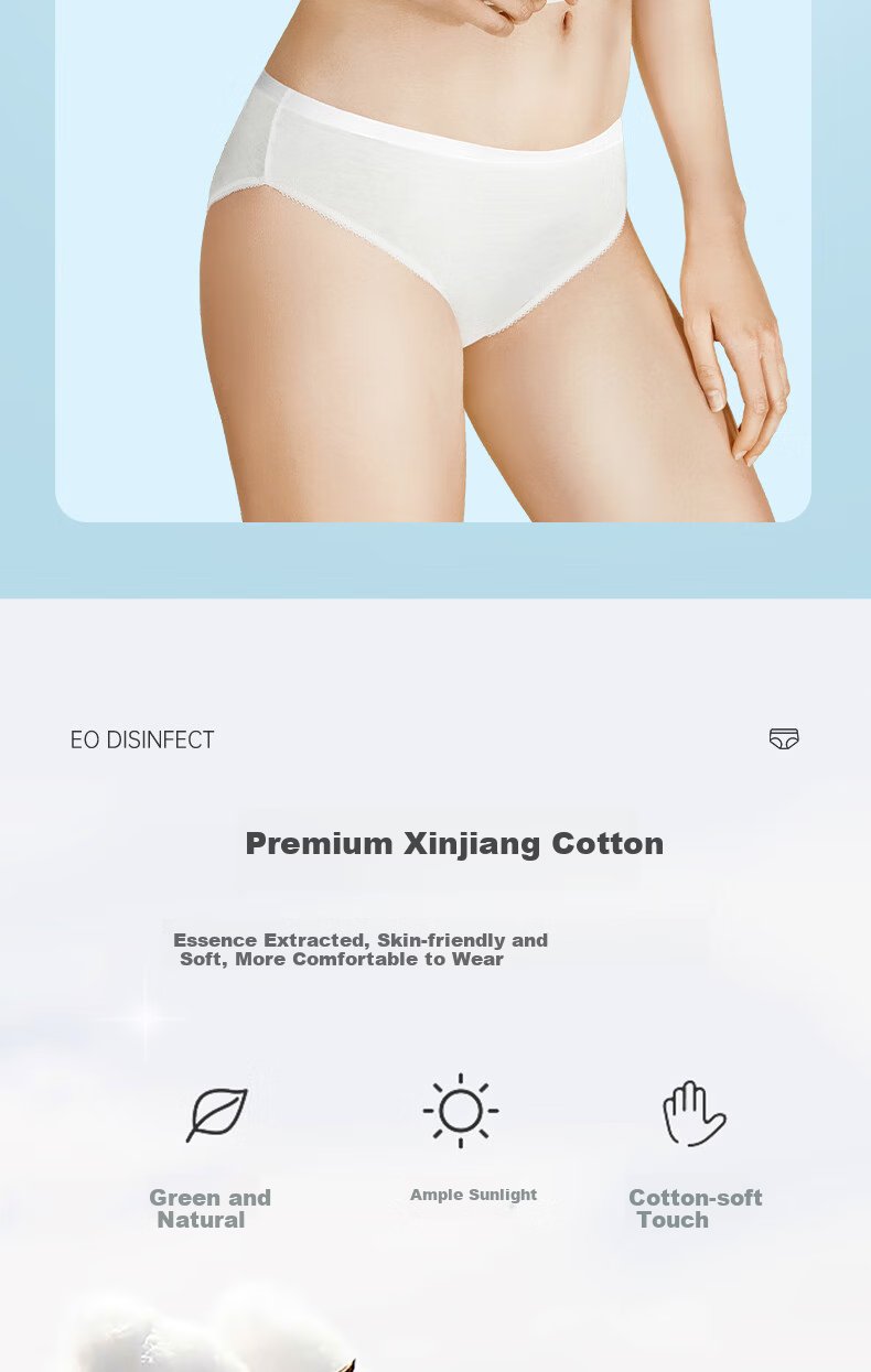 Beianshi Disposable Cotton Women's Underwear Travel Sanitary Maternity Wash-Free Portable 8-Pack Individually Wrapped White 3XL 9