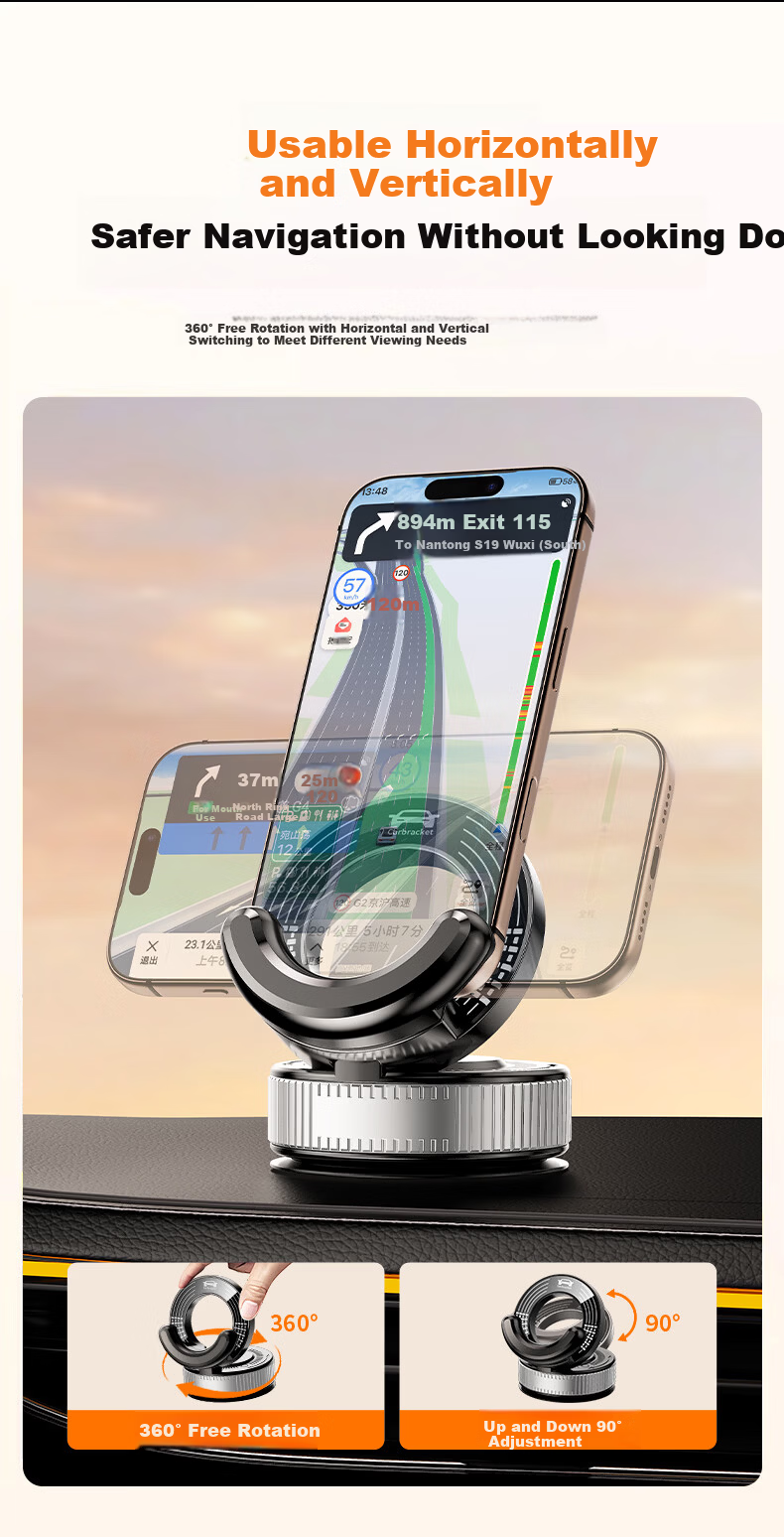 Howtreats Car Phone Holder Dashboard Mount Car Navigation Phone Stand 2026 New Model 8