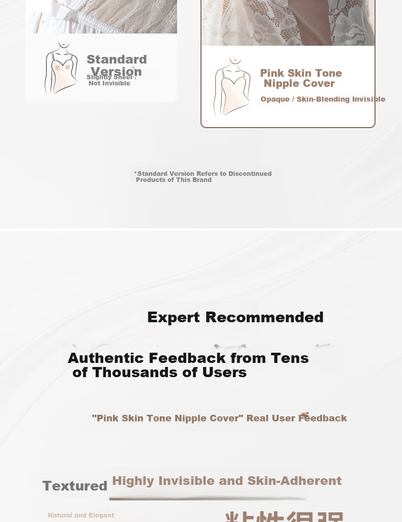 VCN Pink Skin Nipple Covers - 5 Pairs [03# Natural Skin] Invisible Bra Pads for Wedding Dresses, Summer Anti-Pointing for Small Bust 11
