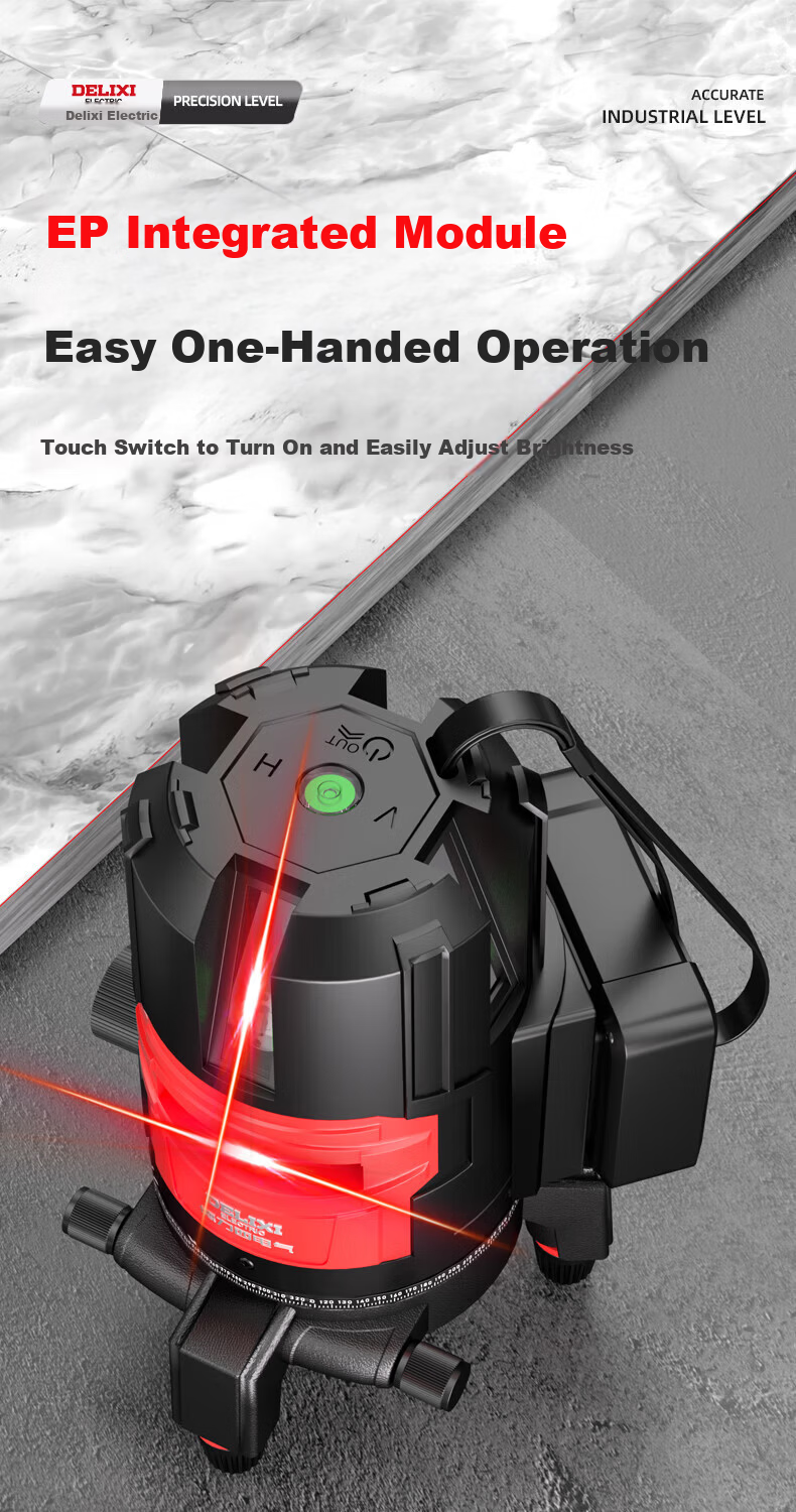 DELIXI ELECTRIC 5-Line Infrared Level High-Precision Strong Light Auto-Leveling Laser Fine Line Daytime Use 9