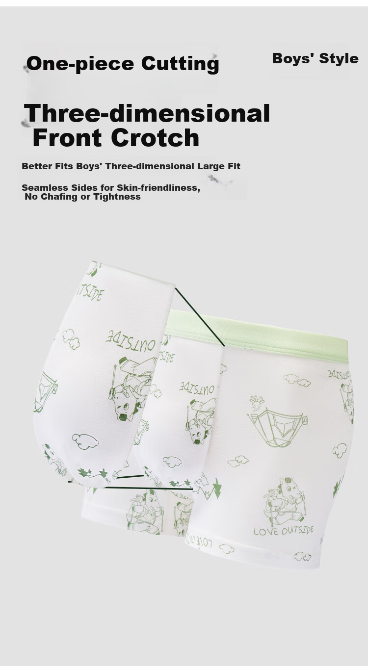 JD Jingzao Kids Bamboo Fiber Antibacterial Boxer Briefs Boys Underwear No Pinch Four Corners Shorts Children's Day Gift 9