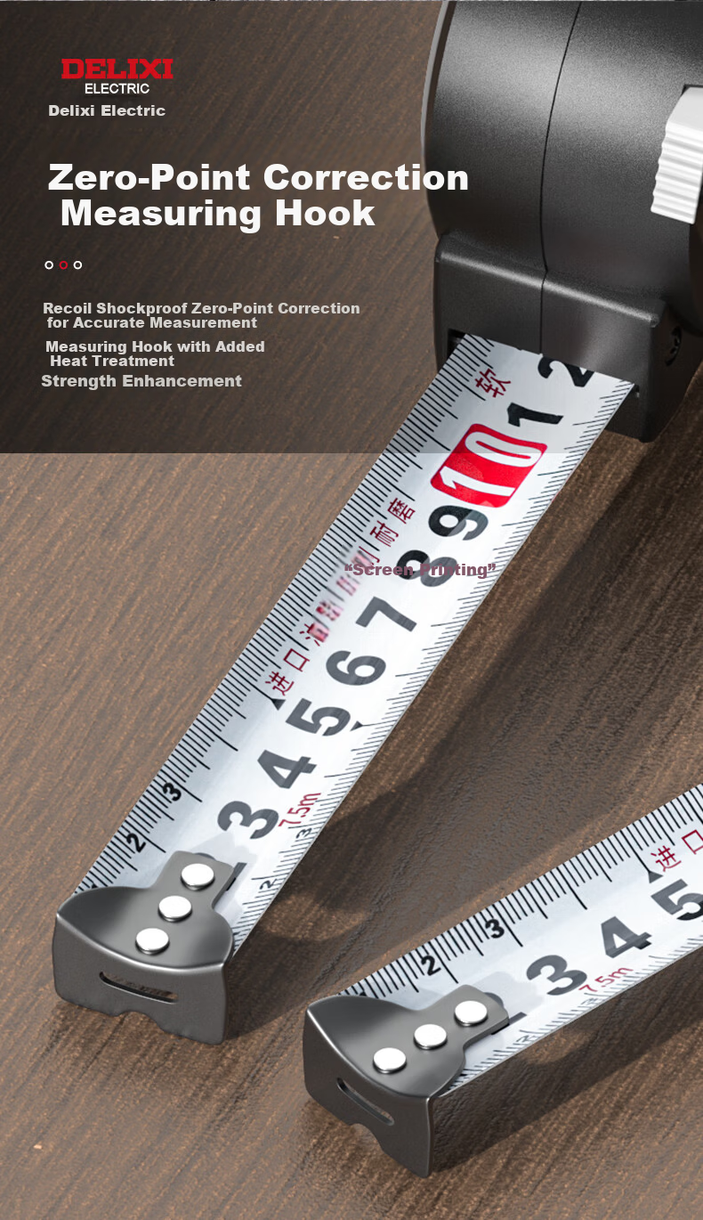 Delixi 5m Thickened Hardened Steel Tape Measure Household 3m Box Tape 10m Measuring Tape 8