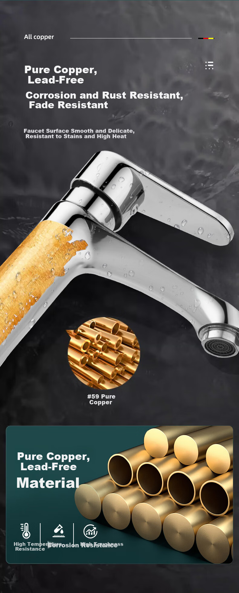 MUGE Basin Faucet Pull-Out Mixer Tap for Bathroom Sink Hot and Cold Water 2