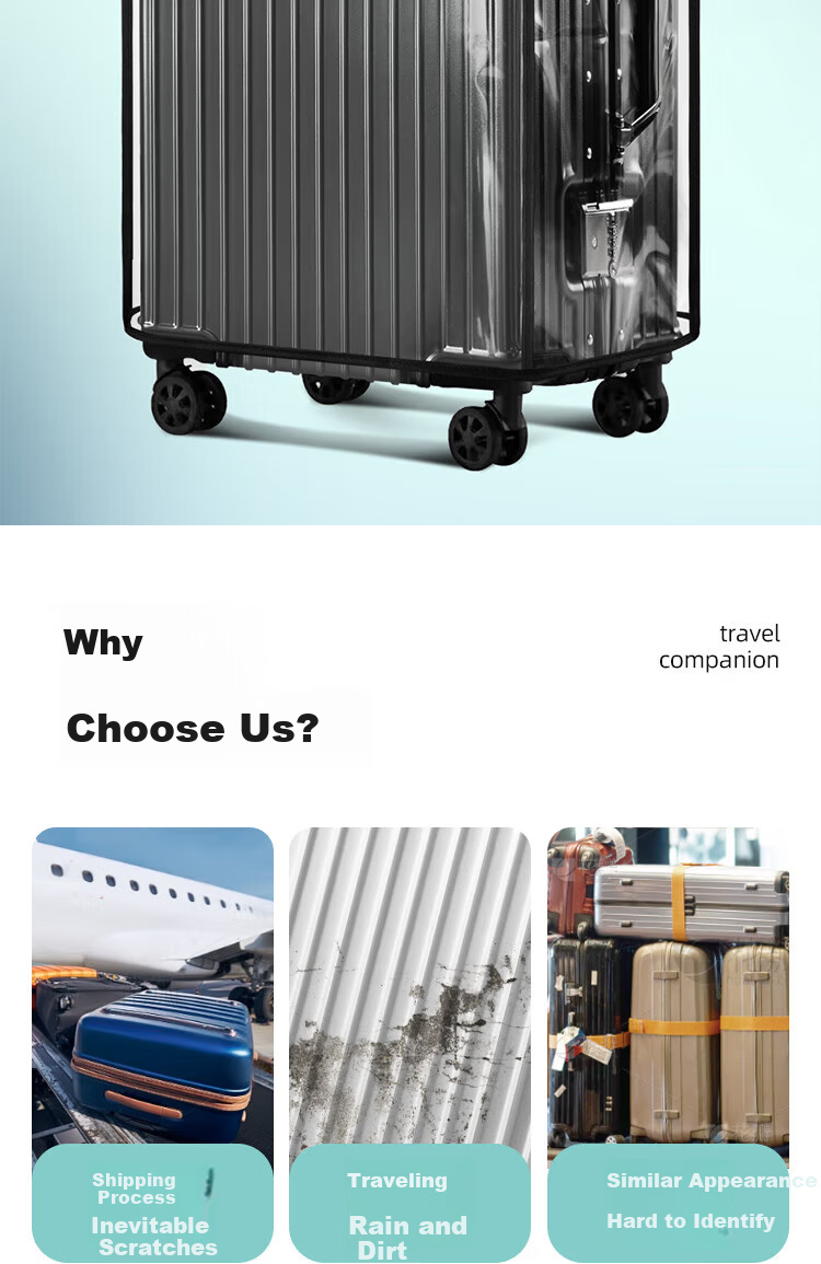 Liomirror Luggage Cover Thickened Wear-Resistant Water-Repellent Suitcase Protective Dust Cover 20 Inch 3