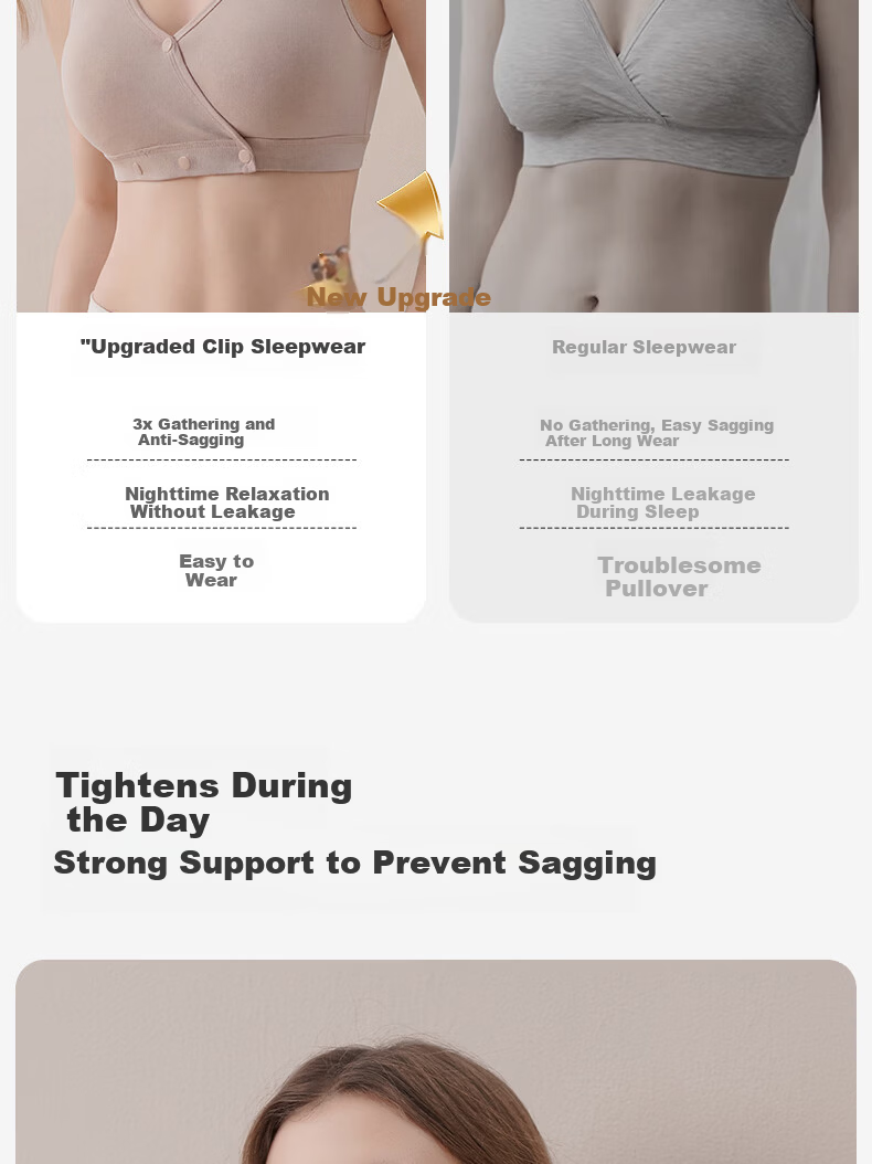 FENYE Three-Buckle Adjustable Nursing Bra Postpartum Feeding Pure Cotton Sleep Bra Anti-Sagging Large Breast Sleepwear Skin Tone L 6