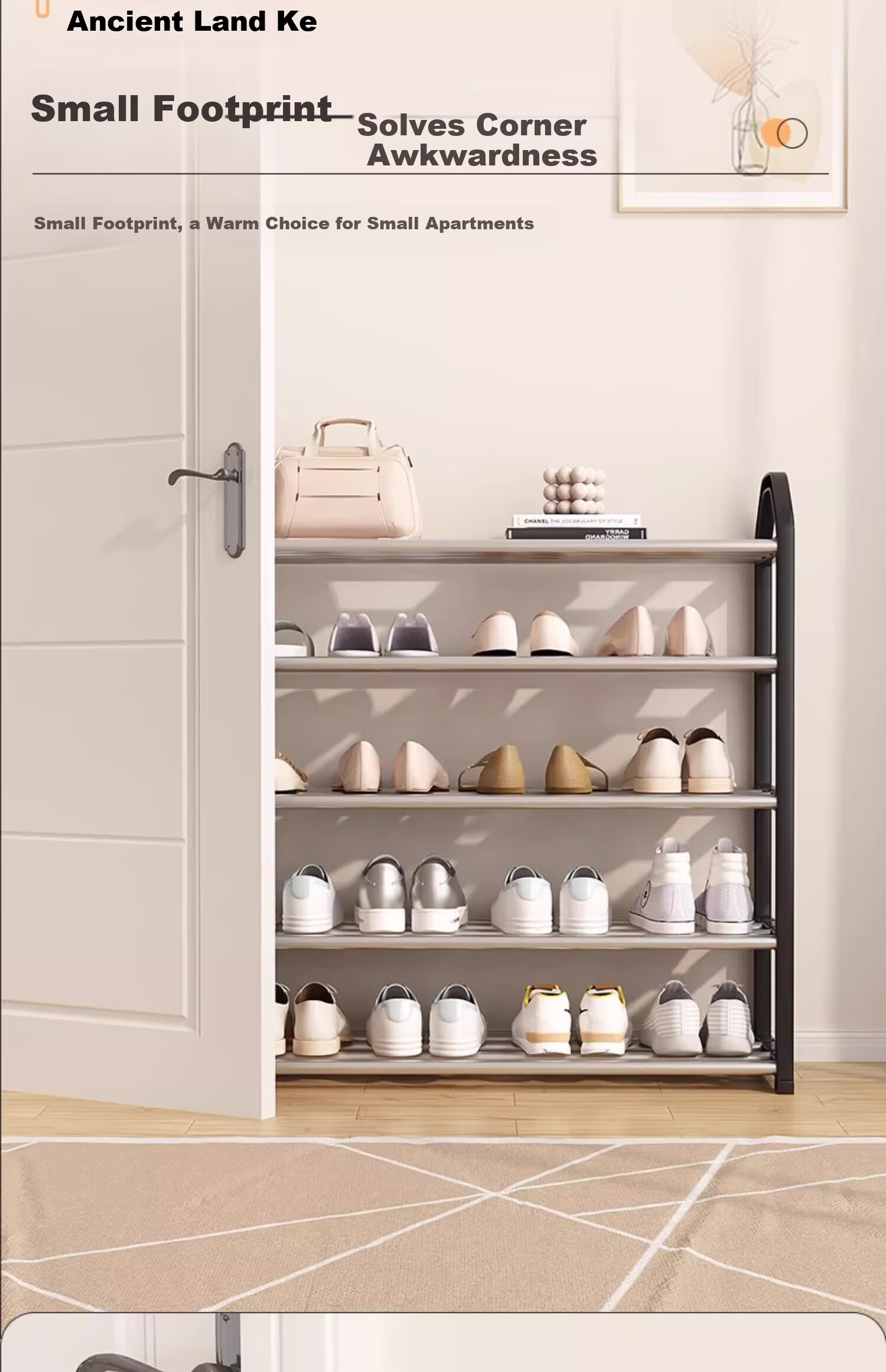 Gesen Ideal Small Shoe Rack Entryway Shoe Cabinet Dormitory Multi-Layer Rental Room Simple Storage 4-Tier 56cm 1