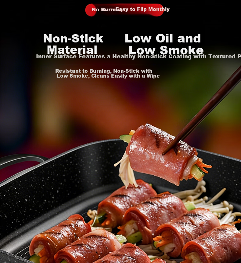 Yiduo 5L Maifan Stone Multifunctional Electric Cooker Multi-Functional Electric Frying Pan Korean Electric Hot Pot Non-Stick Dormitory Cooking Grill Fish All-in-One Small Electric Pot XBJT-HG211 12