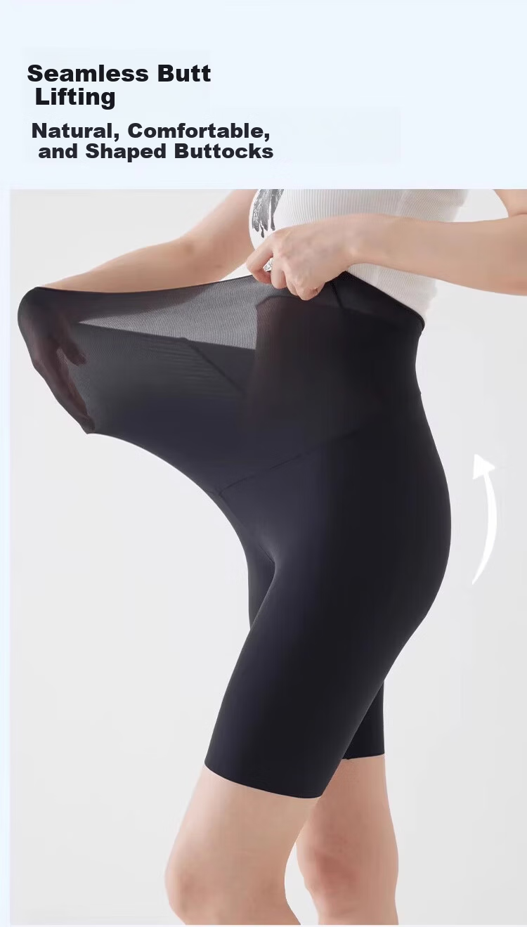 Xueqiman Women's 5-Minute Sharkskin Shorts Summer Seamless Ice Silk Ultra-Thin Fitness Plus Size Outerwear Yoga Safety Leggings Shorts 6