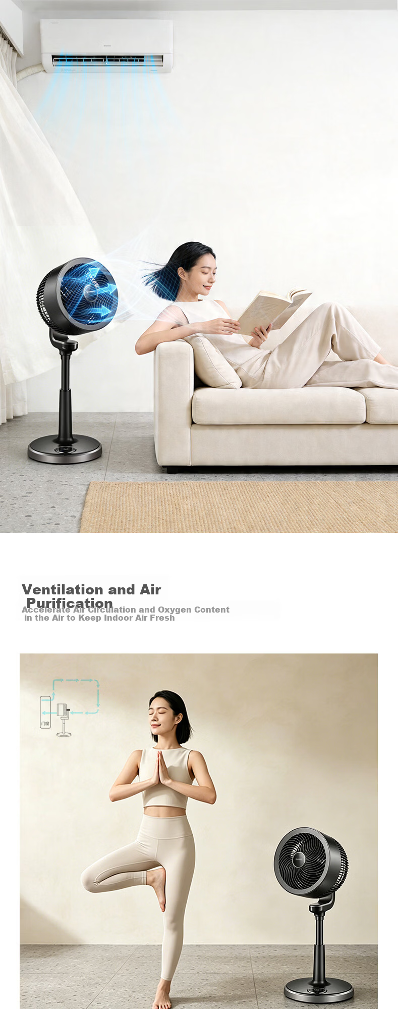 AIRMATE [Flagship Black Swan] 3D Auto Oscillating Air Circulation Fan Home Quiet Bedroom Energy Efficient DC Inverter Floor Fan FA23-RD33 5