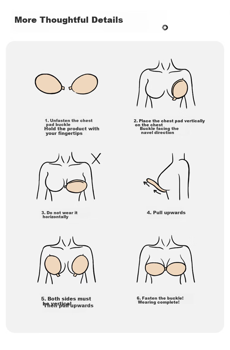 Cosmo Lady Bridal Strapless Invisible Push-Up Bra Adhesive Silicone Nipple Covers for Wedding Dress 13