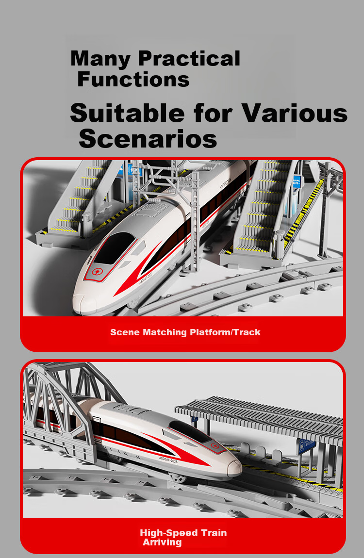 Jihao Children's Train Toy Boys Fuxing Model Train DIY Track Set Ages 3-6-12 Birthday Gift 8