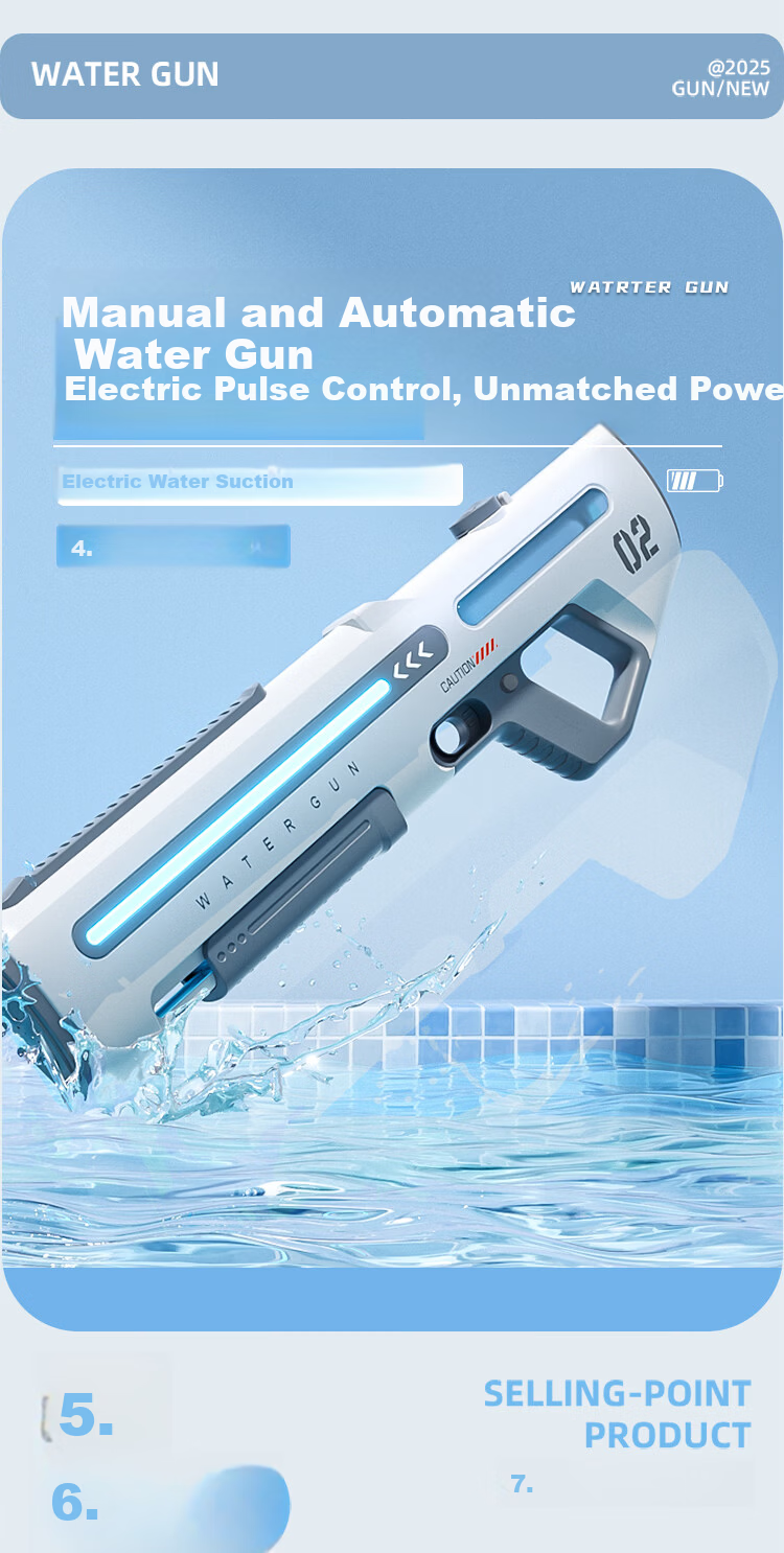 Benny Kids Water Gun 6-12 Years Old Pulse Light Electric Rapid-Fire Water Blaster Boys Birthday Gift 3