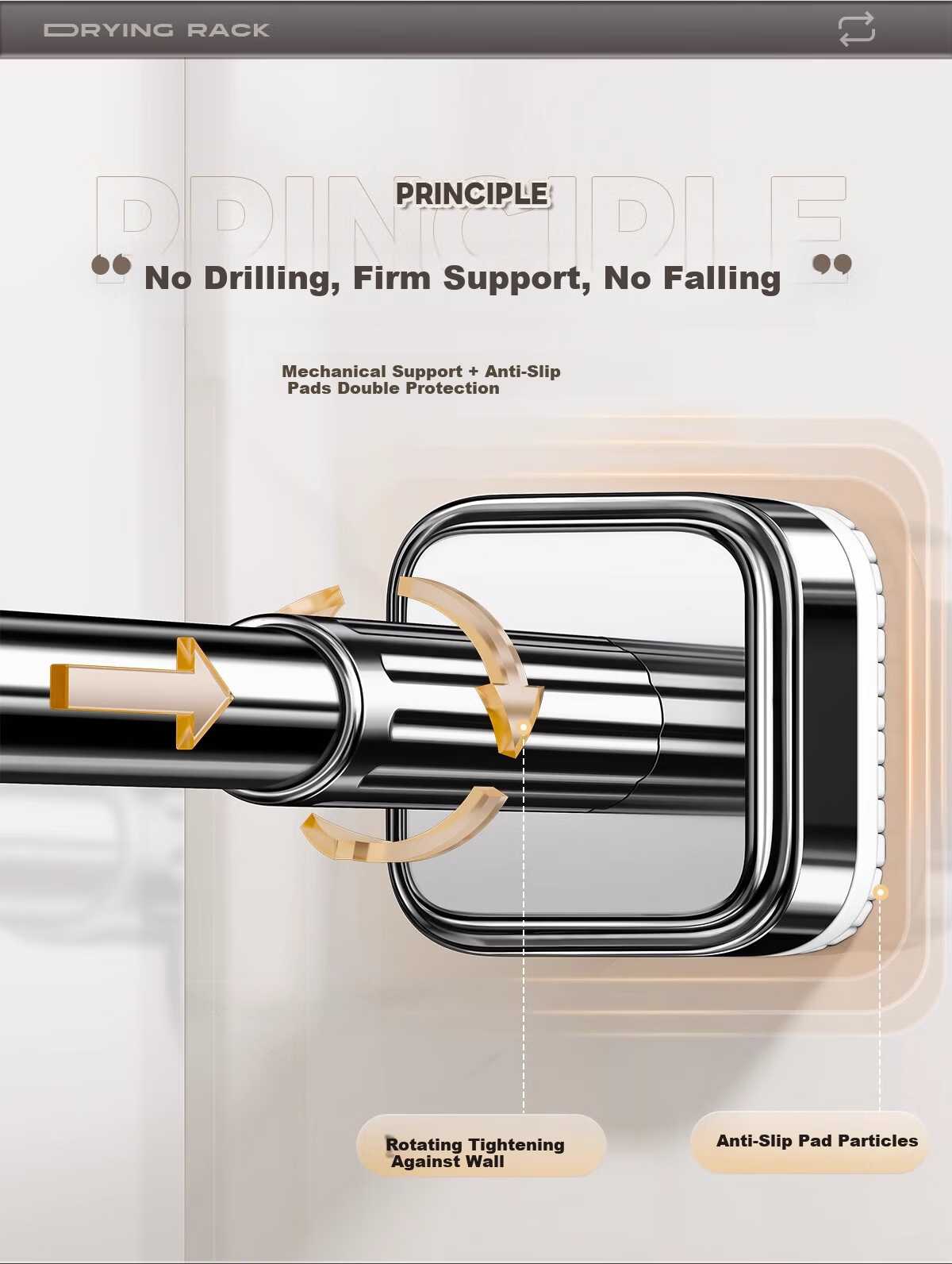Futuristic No-Drill Telescopic Stainless Steel Clothes Drying Rod Balcony Wall-Mounted Support 340-400cm 26