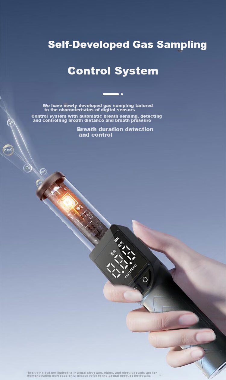 ZhuGu Portable Alcohol Tester Digital Breathalyzer High-Precision Metal Alcohol Detector 3