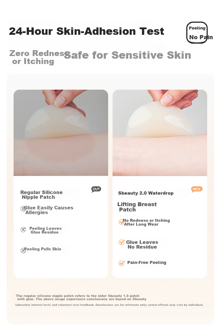 SBEAUTY 2.0 Water Drop Lifting Silicone Breast Pads 2026 New Women's Push-Up Large Silicone Anti-Protrusion Nipple Covers Large Water Drop 1 Pair 9
