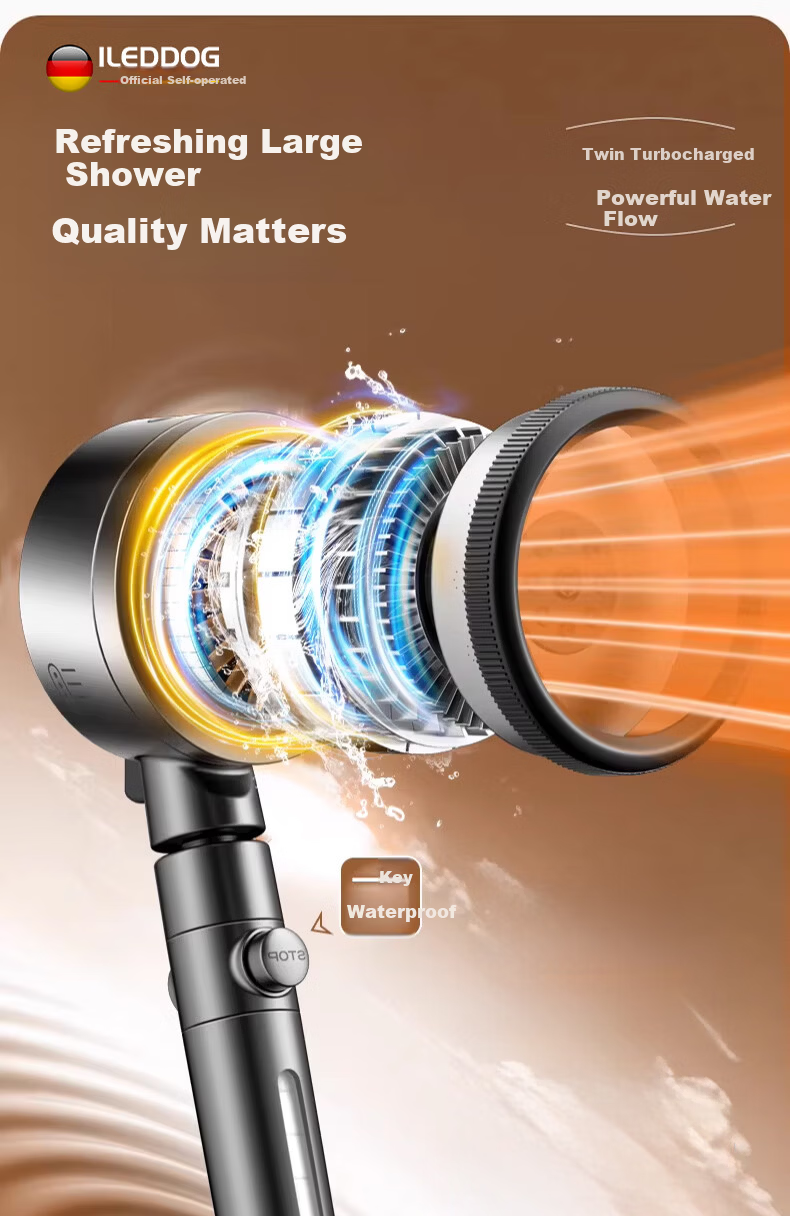ILeddog [Germany] Pressurized Shower Head Handheld Filtered Shower Set for Home Bathroom NAL-016 25