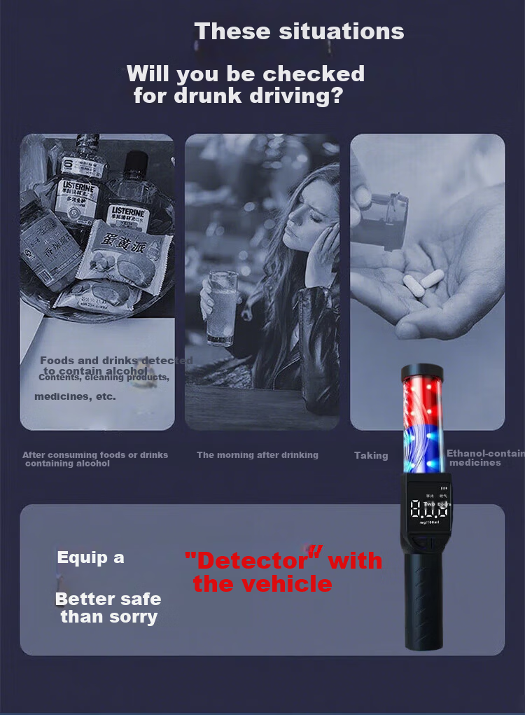 ZhuGu Portable Alcohol Tester Digital Breathalyzer High-Precision Metal Alcohol Detector 2
