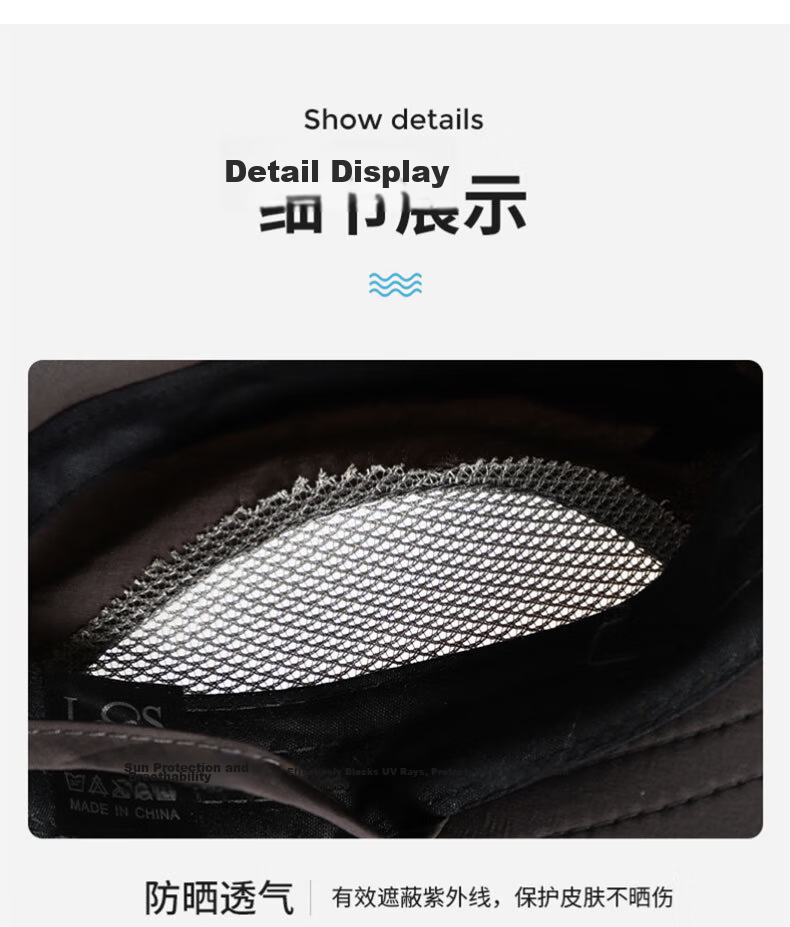 DUSENNA Men's Sun Protection Hat Outdoor Fishing Mountaineering Sun Hat Colorblock Face Cover Sunshade Hat Dark Gray 13