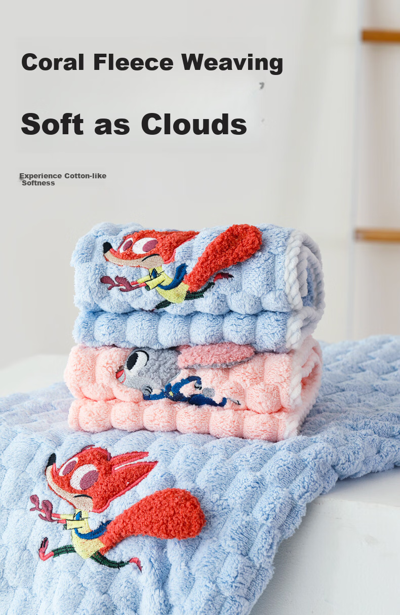 Disney Zootopia Kids Coral Fleece Absorbent Cartoon Thickened Bath Towel Wrap Nick 6-12 Years 6