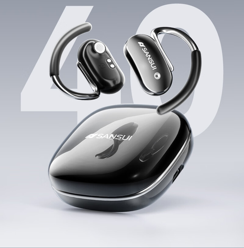 SANSUI W15 Dual Device Connection Bluetooth Bone Conduction True Wireless Earhook Sports Running Headphones Noise Cancelling Long Battery Life for Apple Huawei Black 23