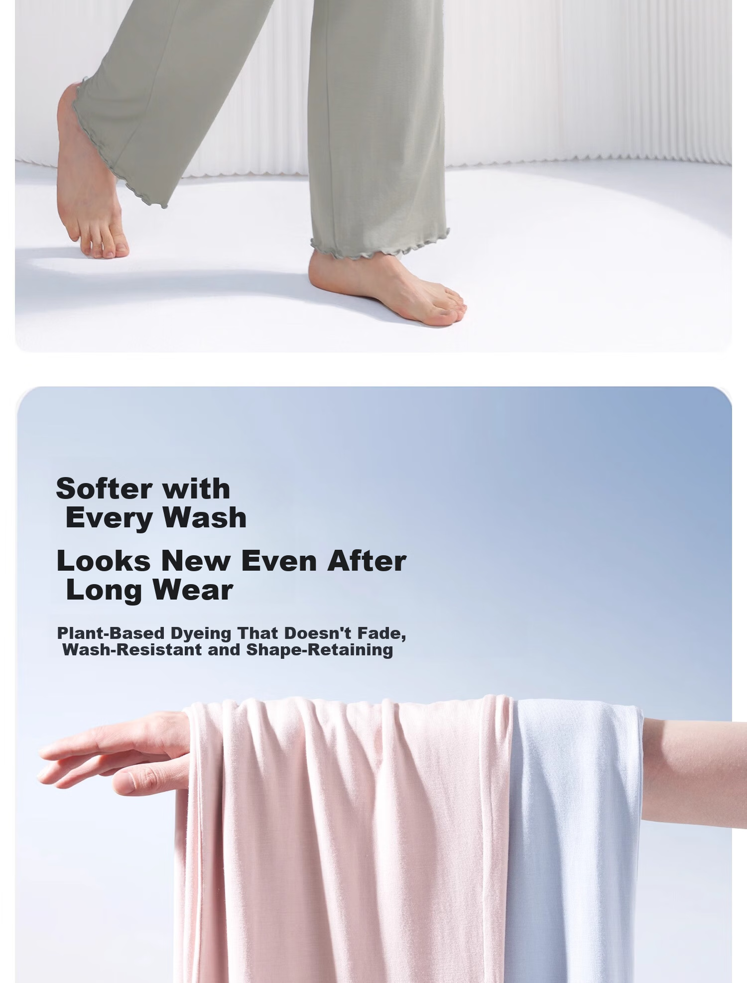 FENYE Maternity Sleep Pants Summer Thin Soft Modal Home Pants Adjustable Pajama Pants Green L 15