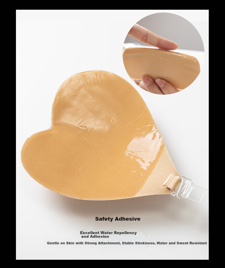 Meitu Bikini Adhesive Bra Push-Up Anti-Show Swimwear Heart-Shaped Invisible Seamless Breast Pads 8