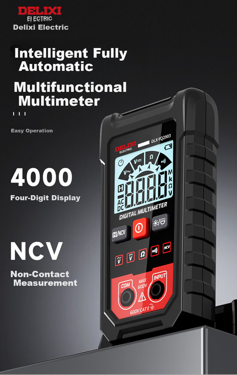 DELIXI ELECTRIC Digital Multimeter Smart Anti-Burn Ammeter Household Electrician High-Precision Mini Fully Automatic Universal Meter YQ2903 2