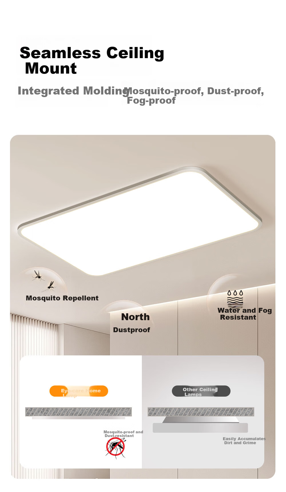 Kuka LED Ceiling Light Eye Protection Philips Aluminum Living Room Bedroom Simple 38cm Round [Installation Included] 16