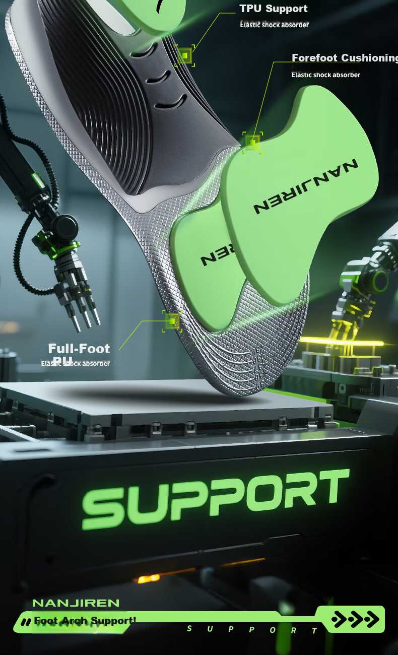Nanjiren Arch Support Insoles for Men, Soft and Elastic, Shock Absorbing, Sweat-Absorbing, Breathable, Odor-Resistant, Comfortable for Long Standing, Size 41-42 2