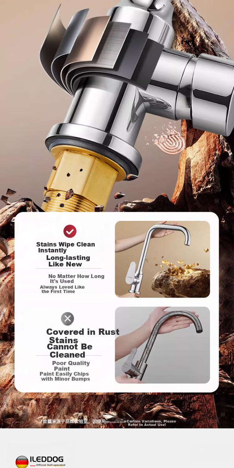 ILeddog [Germany] All-Copper Kitchen Faucet Household Vegetable Sink Pressurized Splash-Proof Hot and Cold Faucet CFLT-LR 13