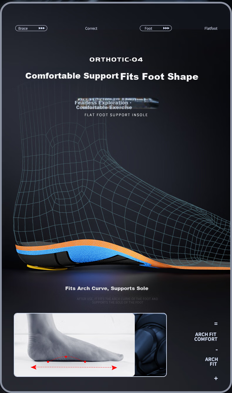 3515 Arch Support Insoles for Men Flat Feet Sports Insoles High-Efficiency Shock Absorption Full Support Comfortable for Long Standing 6