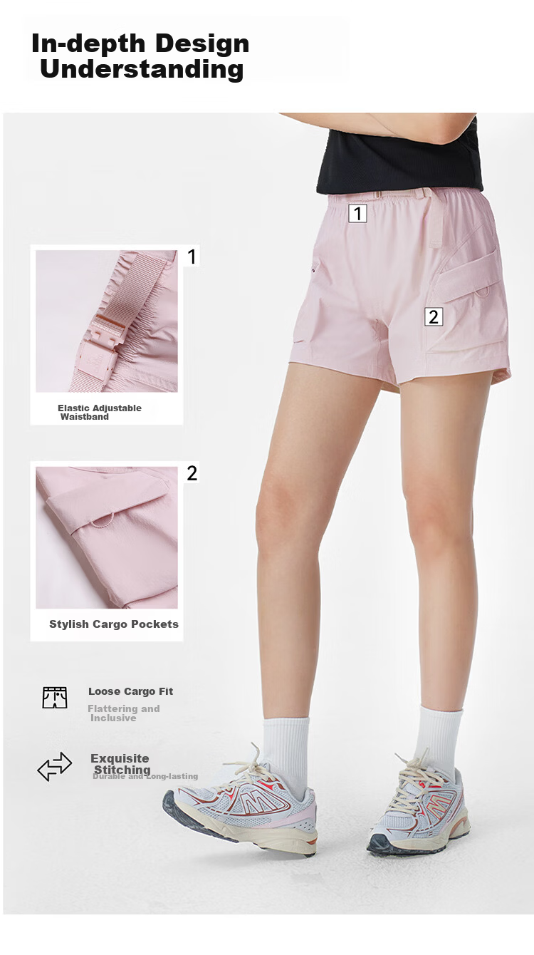 CAMEL Outdoor Quick-Dry Women's Shorts 26 Summer Sun Protection Cooling Breathable Hiking Mountaineering Shorts 9018 (Li Keyi Style) 9