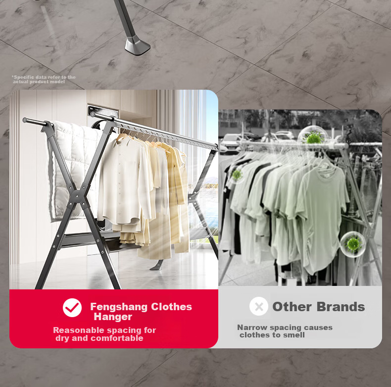 Fengshang Floor-Standing Foldable Clothes Drying Rack for Home Balcony and Bedroom 6