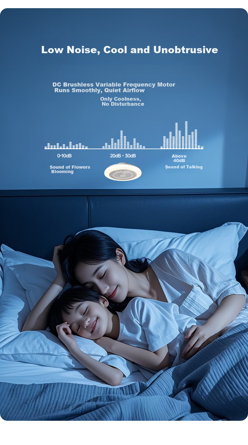 Dell Fan Light Pure Eye Protection Bedroom Invisible Fan LED Ceiling Fan Light Integrated Dining Room Light with Fan Installation Included 15