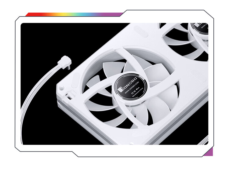 JONSBO XA-240WR Shadow Blade White Reverse Blade 12CM*2 Case Fans (Dual Frame Lighting/Color Blocking/2-in-1/ARGB Sync/PWM Male-Female Connector) 10